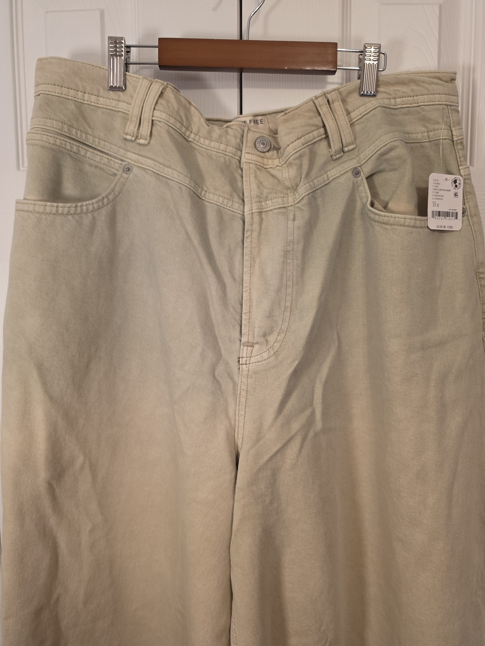 Free People We The Free Give & Take Wide Leg Jeans - Key Lime 33 SHORT - Picture 2 of 5